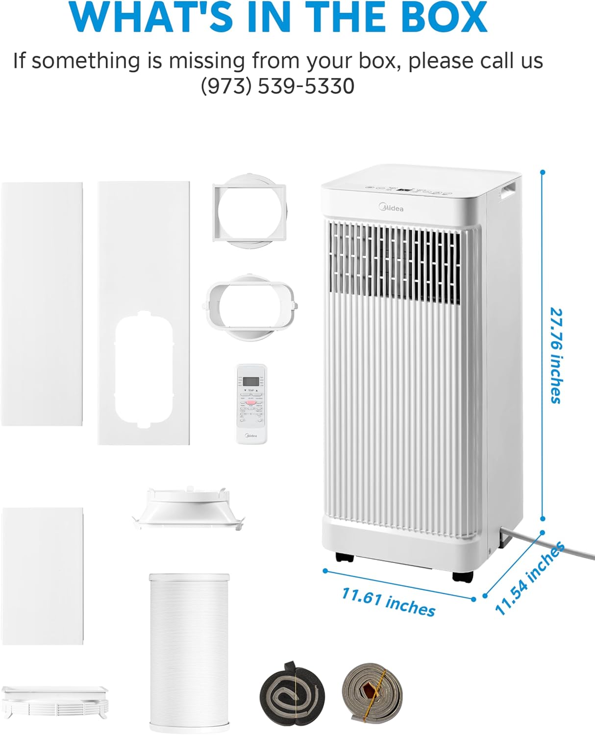 Midea 8,500 BTU ASHRAE (5,000 BTU SACC) Portable Air Conditioner Smart Control, Cools up to 150 Sq. Ft., with Dehumidifier & Fan mode, Easy- to-use Remote Control & Window Installation Kit Included-6