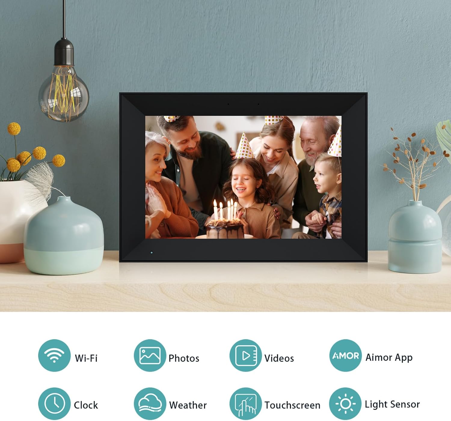 Anna Bella Digital Picture Frame 10.1 Inch IPS HD Touch Screen WiFi Smart Digital Photo Frame with 16GB Storage, Auto-Rotate, Easy Setup to Share Photos or Videos Remotely via AiMOR APP Black-2