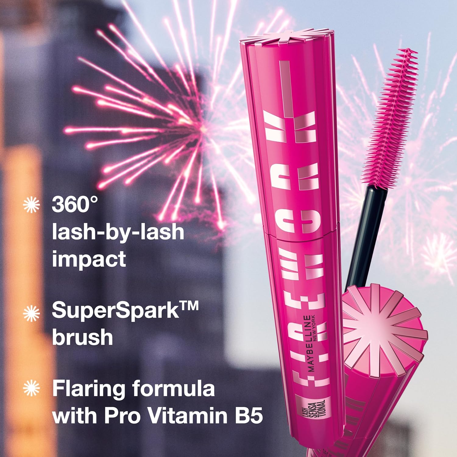 Maybelline Lash Sensational Firework Washable Mascara, Lengthening & Volumizing Mascara for up to 24HR wear, Very Black, 1 Count-2