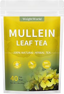 WeightWorld Mullein Leaf Tea - Mullein Tea Bags for Lungs Cleanse and Respiratory Support - Caffeine Free Herbal Tea - Non-GMO - 40 Tea Bags