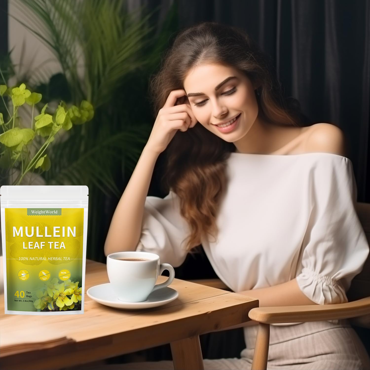 WeightWorld Mullein Leaf Tea - Mullein Tea Bags for Lungs Cleanse and Respiratory Support - Caffeine Free Herbal Tea - Non-GMO - 40 Tea Bags-4