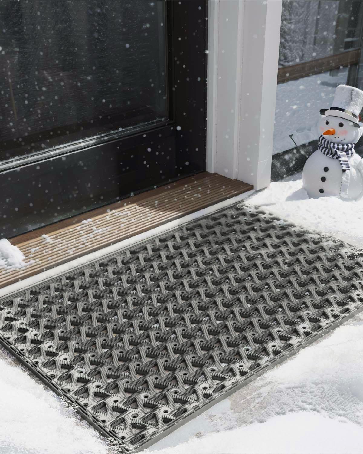 DEXI Front Door Mats for Entryway, Low Profile Non Slip Doormat Outside, All Weather Dirt Trapping Waterproof Welcome Entrance Mat, 19"x29.5",Grey-6