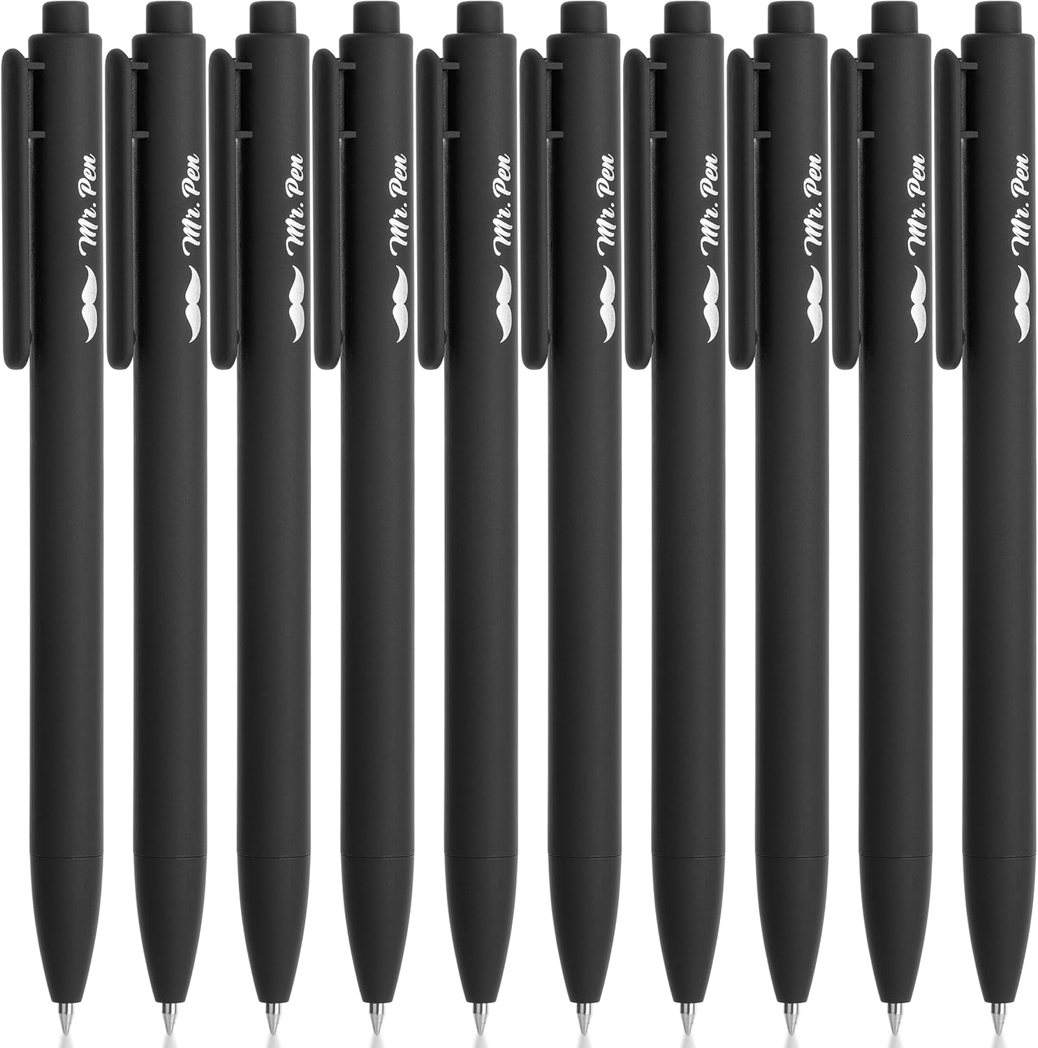 Mr. Pen- Retractable Gel Pens, 10 Pack, Black Ink Gel Pens, Black Barrels, Fast Dry, Gel Pens Fine Point 0.5 mm, Retractable Pens, Cute Pens, Gel Ink Pens, Aesthetic Pens for Journaling Fine Tip Pens-0