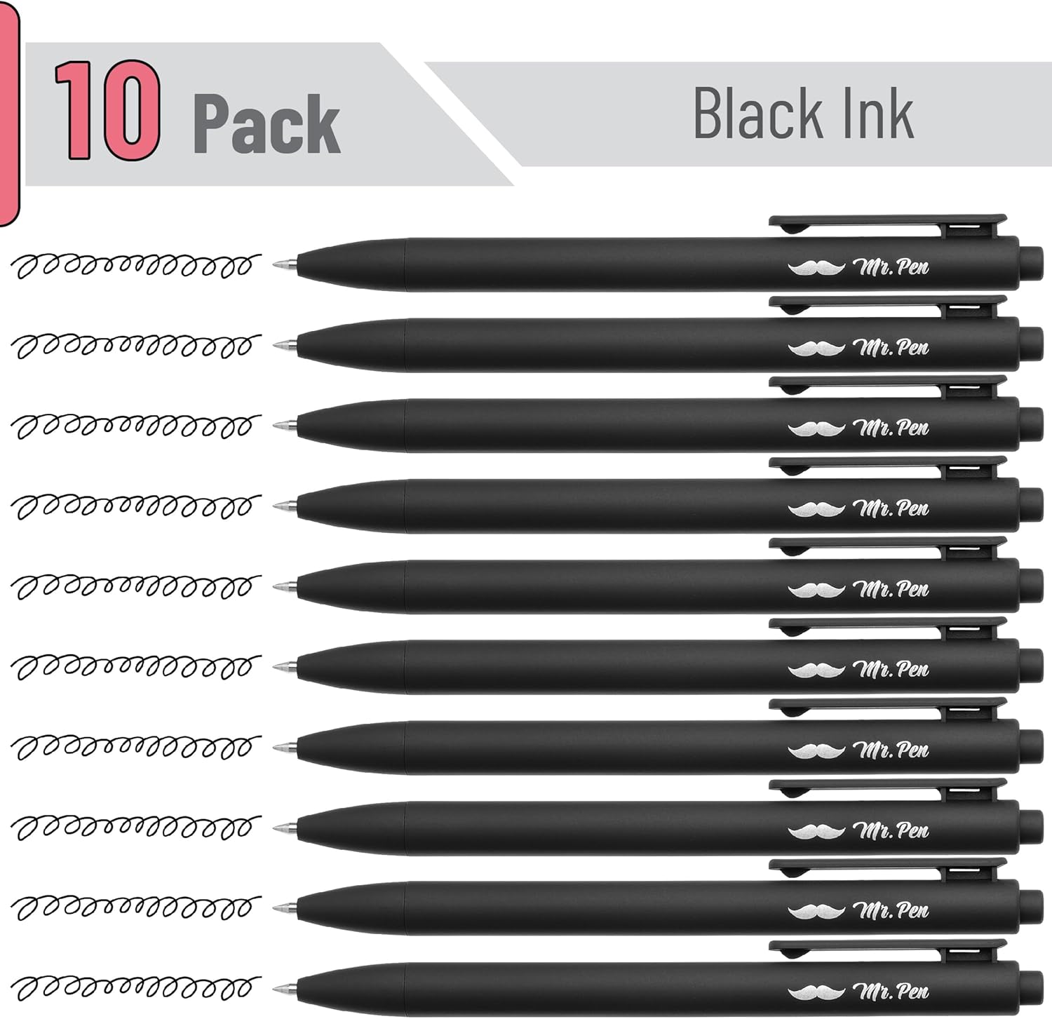 Mr. Pen- Retractable Gel Pens, 10 Pack, Black Ink Gel Pens, Black Barrels, Fast Dry, Gel Pens Fine Point 0.5 mm, Retractable Pens, Cute Pens, Gel Ink Pens, Aesthetic Pens for Journaling Fine Tip Pens-1