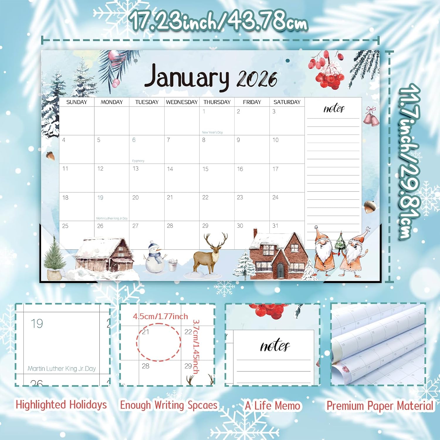 Guasslee Desk Calendar 2025, School Year Large Calendar 2025, 18-Month Desk/Wall Calendar, 2025 Jan - 2026 Jun, 17" X 11.5" Monthly Planner With Corner Protectors, Thick Paper For Home Office-3