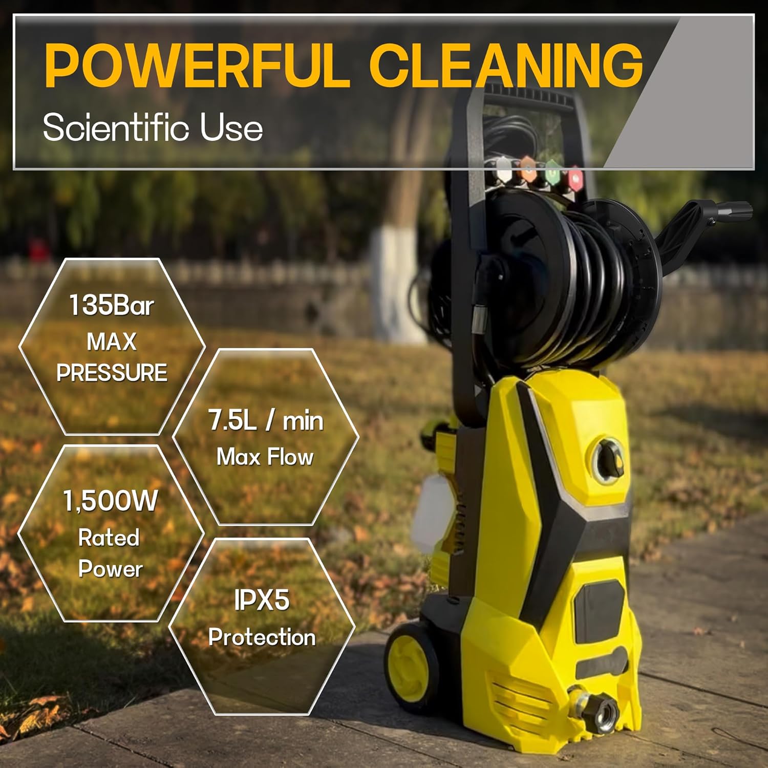 Electric Pressure Washer - 4500PSI 3.2GPM 20FT Hose 35FT Power Cord 4 Different Tips Power Washer Powerd for Patios-1