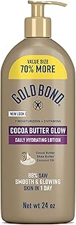 Gold Bond Cocoa Butter Glow Daily Hydrating Lotion with Shea Butter, Cocoa Butter & Coconut Oil, Exfoliating Moisturizer for Dry Skin, 24 oz.