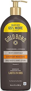 GOLD BOND Men's Essentials Everyday Moisture Daily Body & Hand Lotion with Vitamin C, Formulated for Men's Dry Skin, Value Size, 24 oz.