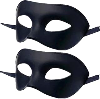 Men Women Masquerade Mask, High Elastic Bendable Plastic Half Face Eye Mask, Solid Color, Suitable for All Prom (Black 2 Pack)