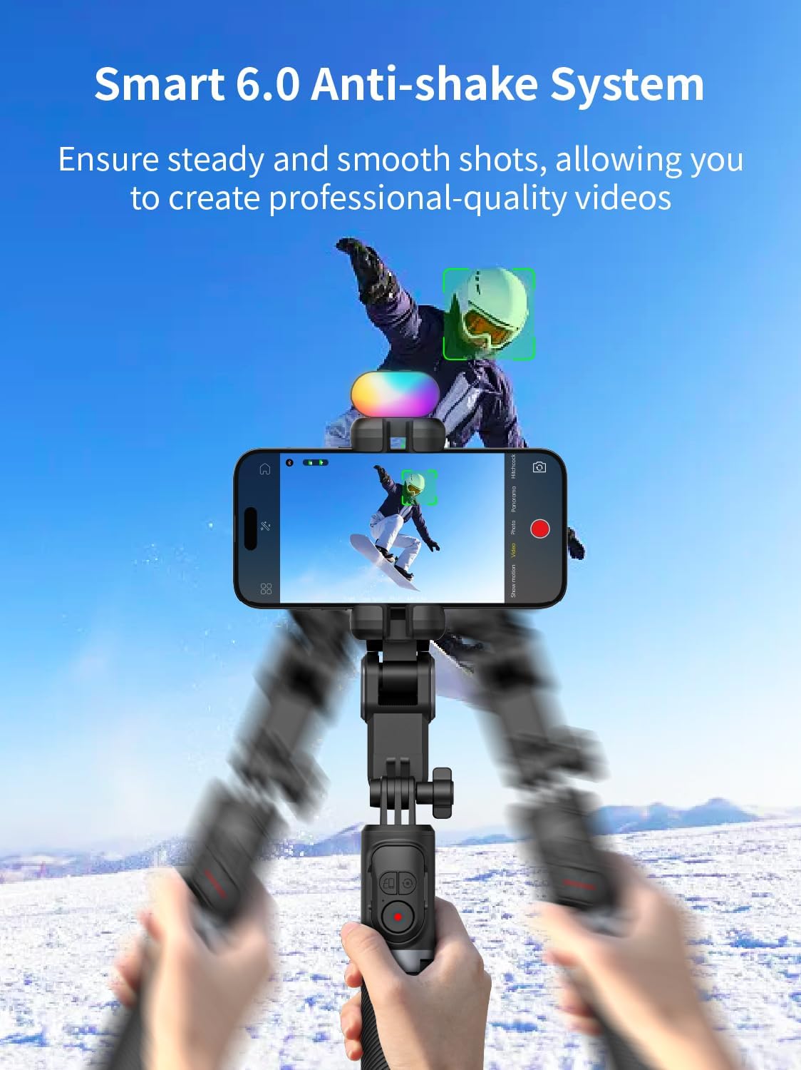 Gimbal Stabilizer for Smartphone, 2-Axis Phone Gimbal w/360° Rotation for iPhone/Andriod Sefie Stick Tripod w/Auto Face Tracking and Wireless Remote for TIK Tok YouTube Vlogging-M1 Pro Black-2