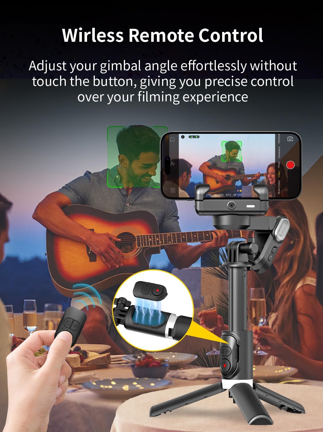 Gimbal Stabilizer for Smartphone, 2-Axis Phone Gimbal w/360° Rotation for iPhone/Andriod Sefie Stick Tripod w/Auto Face Tracking and Wireless Remote for TIK Tok YouTube Vlogging-M1 Pro Black-4