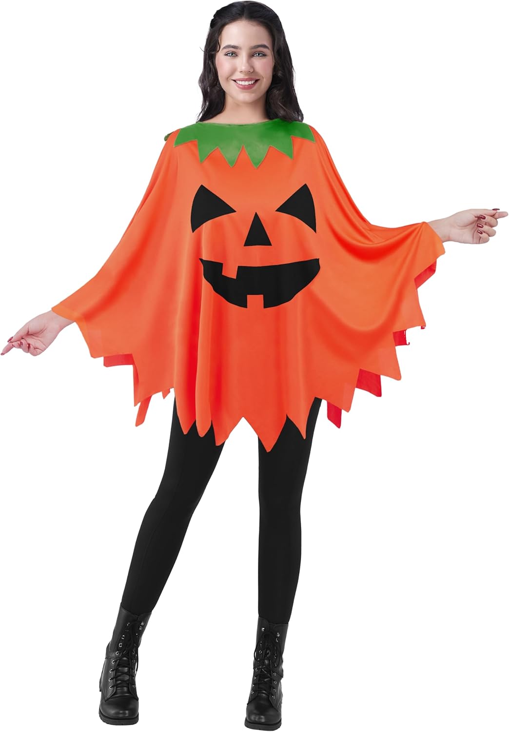 Spooktacular Creations Women Pumpkin Poncho Costume Adult, Pumpkin Costume Set, Halloween Costumes for Women Role Play-0