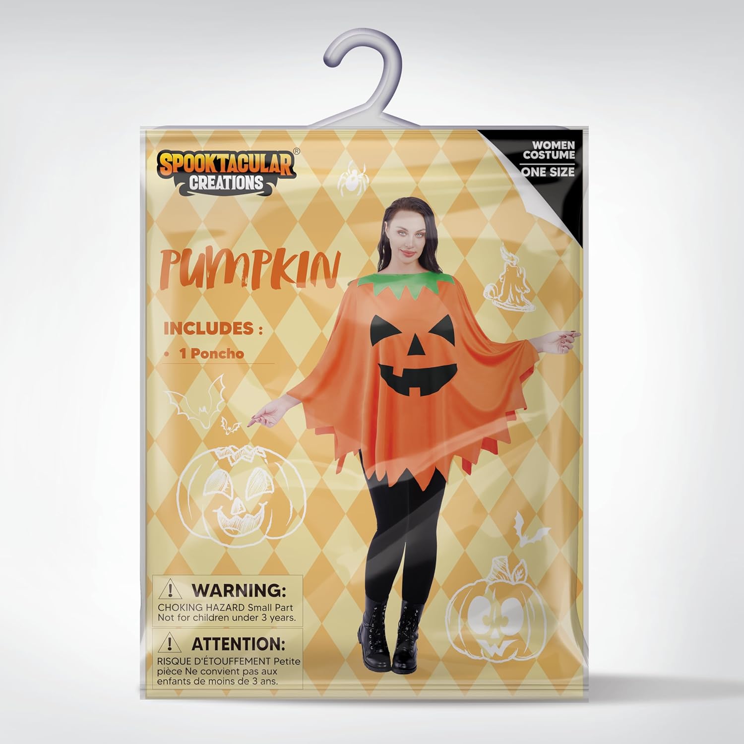 Spooktacular Creations Women Pumpkin Poncho Costume Adult, Pumpkin Costume Set, Halloween Costumes for Women Role Play-5