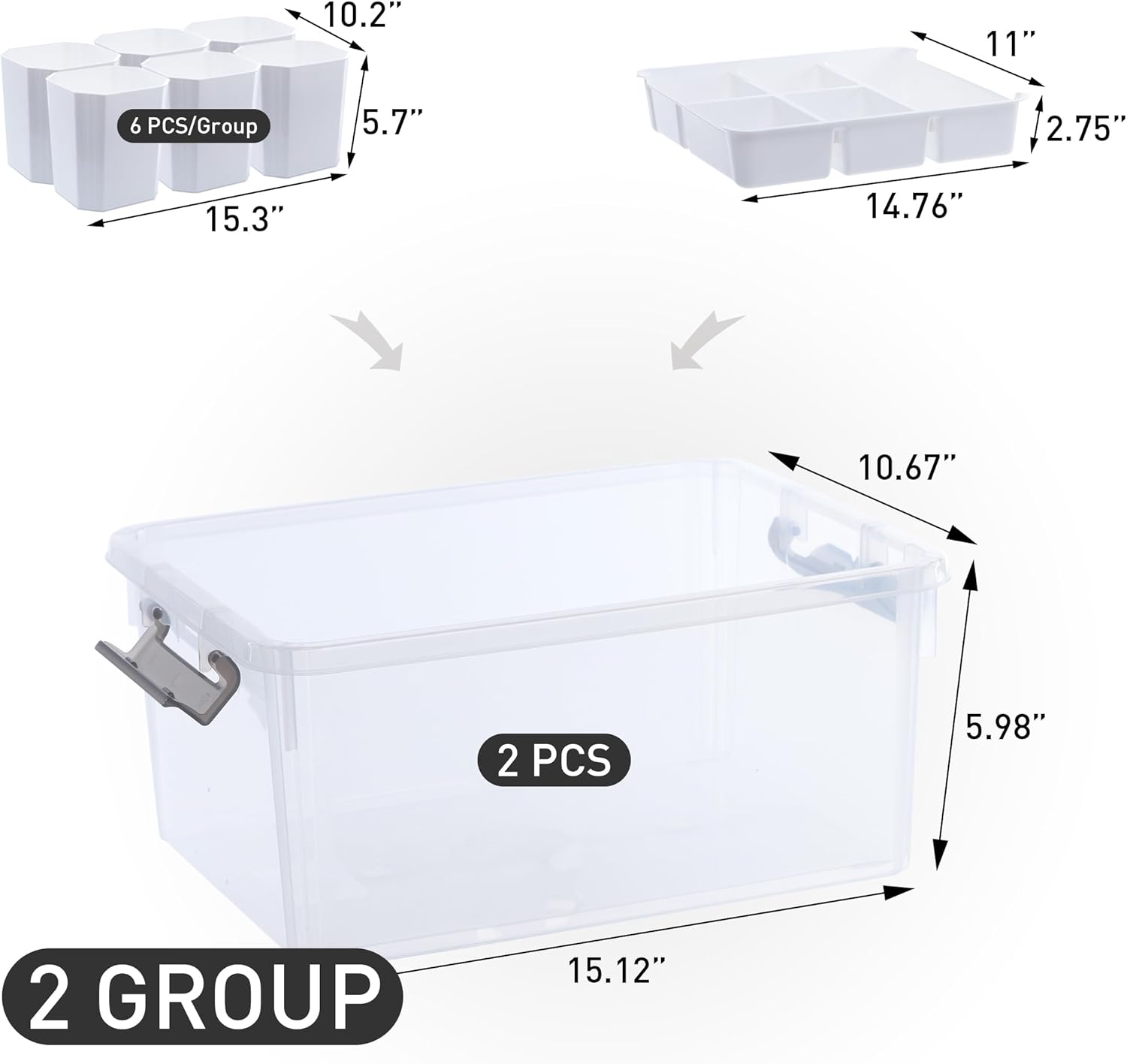 Citylife 17 QT Plastic Storage Box with Removable Tray and 6 Detachable Tall Inserts Craft Organizers and Storage Clear Storage Container for Organizing Crayon, Craft, Sewing, Playdoh-6