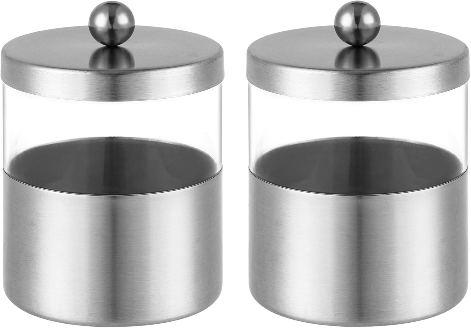 Apothecary Jars, Qtip Holder - Stainless Steel Bathroom Jar with Stickers - Farmhouse Decor Qtip Dispenser for Qtips, Cotton Balls, Swabs, Makeup Sponges (2 Pack, Brushed Nickel)-7