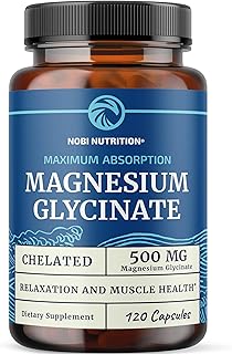 Magnesium Glycinate 500mg | Chelated for Muscle Relaxation, Bones, Heart, Nerve, Sleep & Calm Support for Women & Men | High Absorption Magnesium Chelate Supplement & Bisglycinate Complex | 120ct