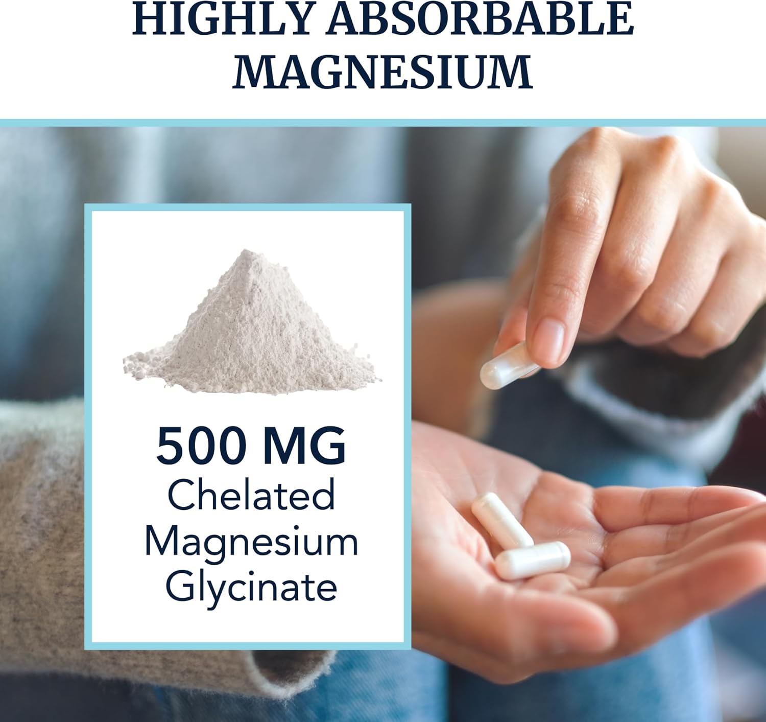 Magnesium Glycinate 500mg | Chelated for Muscle Relaxation, Bones, Heart, Nerve, Sleep & Calm Support for Women & Men | High Absorption Magnesium Chelate Supplement & Bisglycinate Complex | 120ct-1