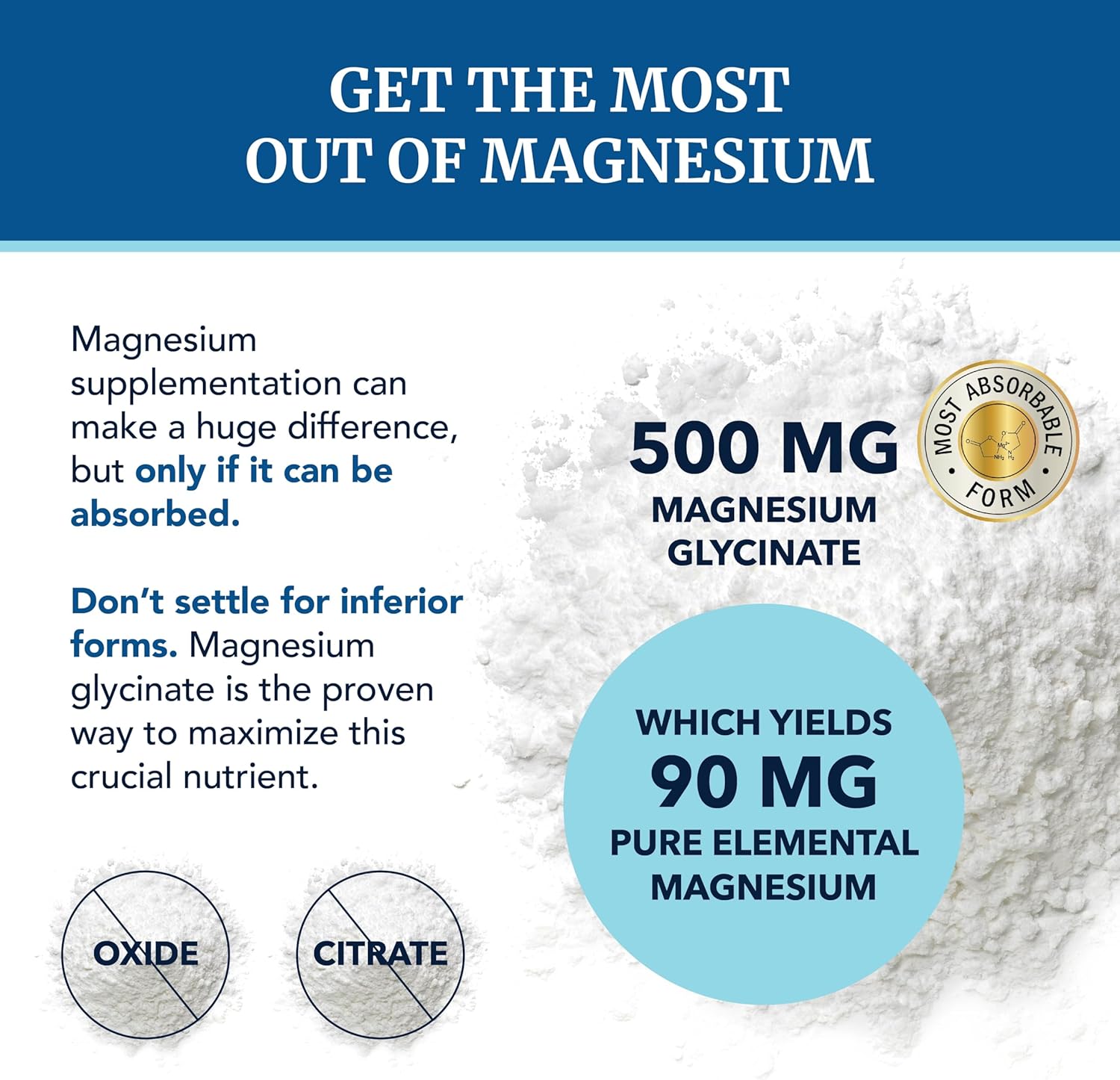 Magnesium Glycinate 500mg | Chelated for Muscle Relaxation, Bones, Heart, Nerve, Sleep & Calm Support for Women & Men | High Absorption Magnesium Chelate Supplement & Bisglycinate Complex | 120ct-5