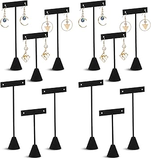 Marsui 12 Pcs Earring Display Set Earring T Bar Display Earring Holders with 3 Heights Earrings Display Stand for Jewelry (Black)