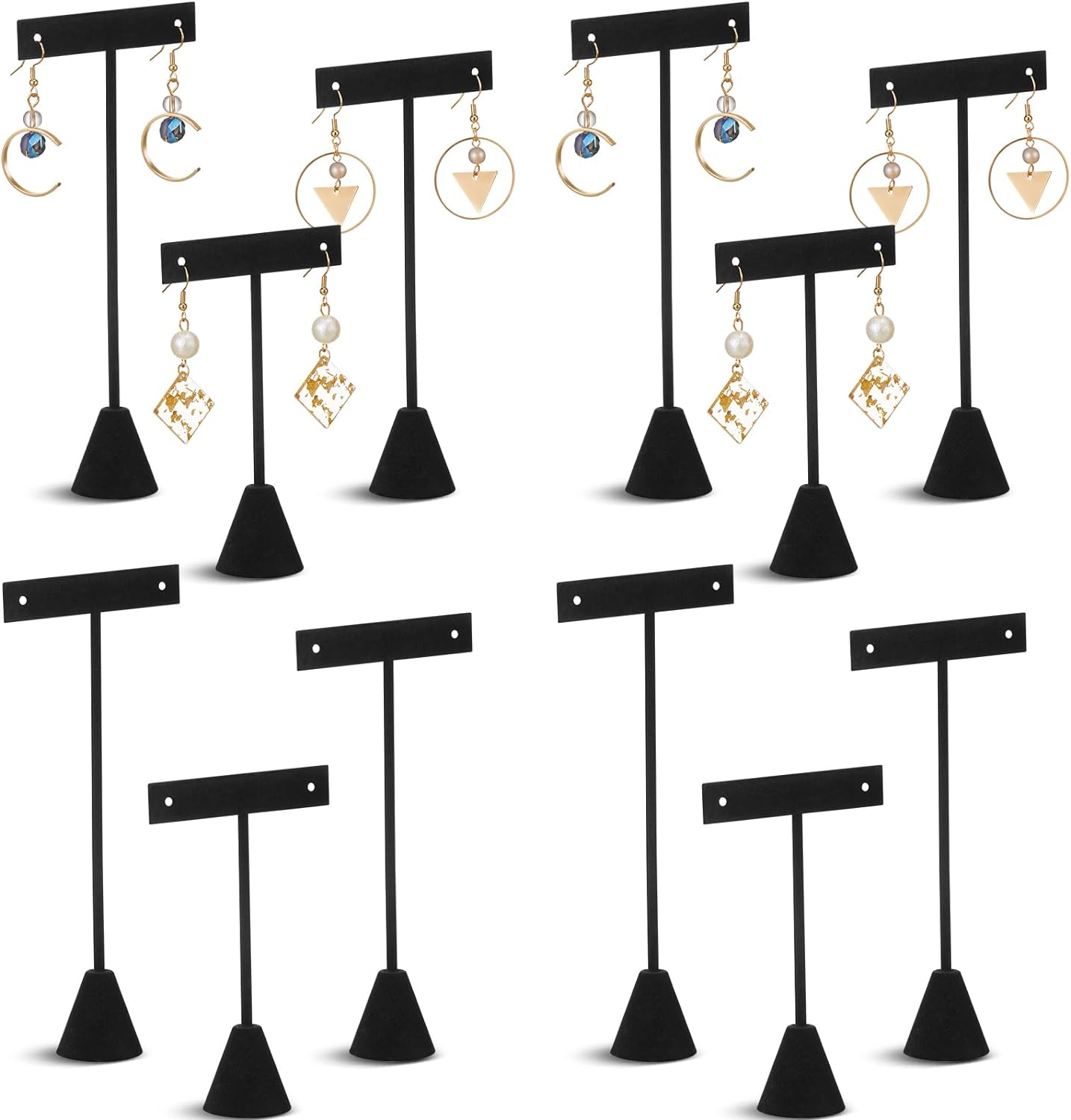 Marsui 12 Pcs Earring Display Set Earring T Bar Display Earring Holders with 3 Heights Earrings Display Stand for Jewelry (Black)-0