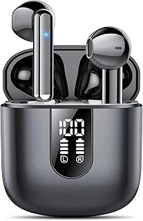 Jesebang Wireless Earbuds 2024 Bluetooth 5.3 Headphones with HD Mic HiFi Stereo Sound, Wireless Earphones with Dual LED Display Touch Control, IPX7 Waterproof 30H Playtime Mini Ear Buds for iOS Android, Black