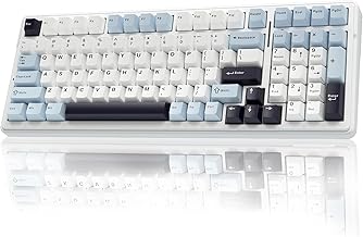 AULA F99 Wireless Mechanical Keyboard, Hot Swappable Custom Keyboard,Pre-lubed Linear Switches,Gasket Structure,RGB Backlit Gaming Keyboard (Blue&White)