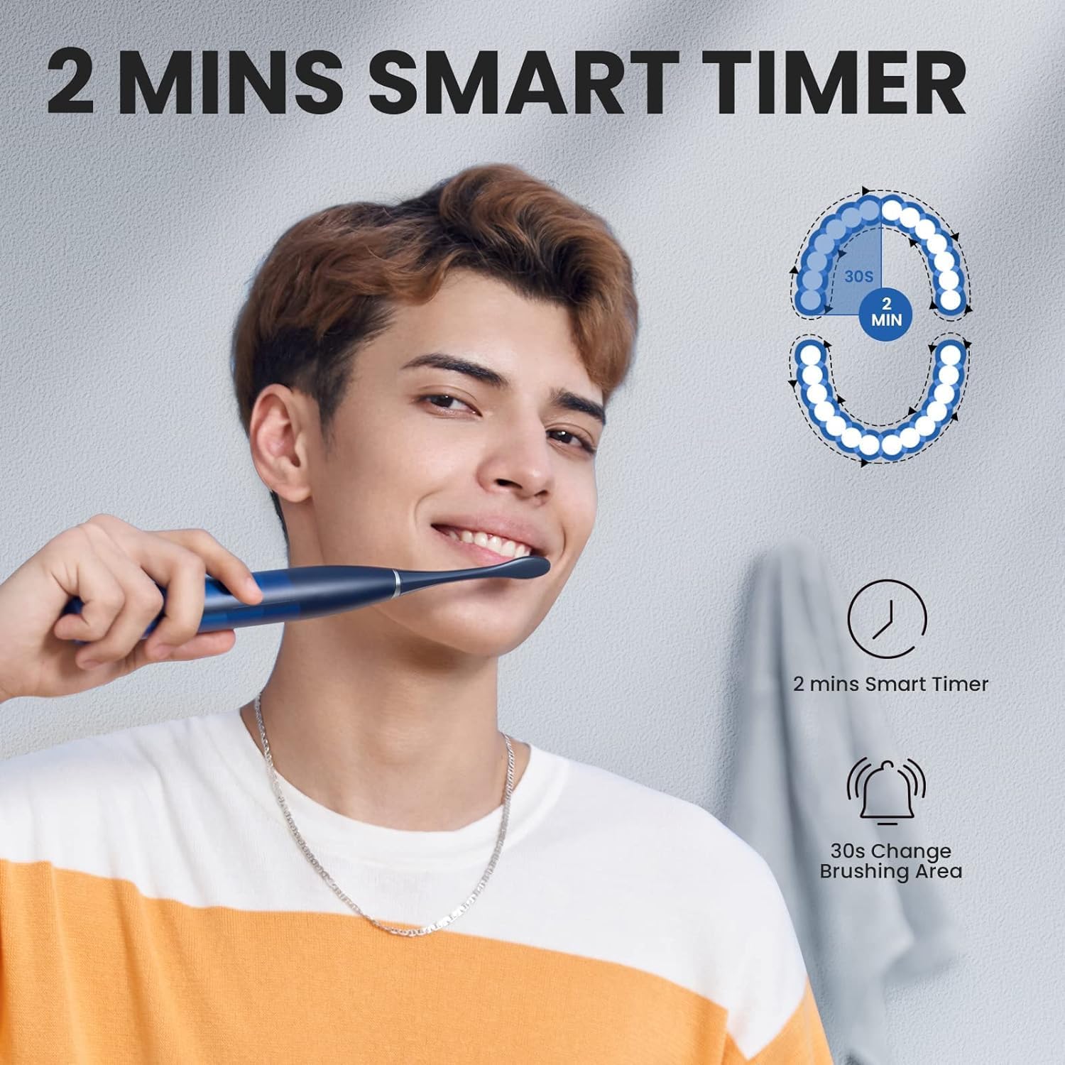 Oclean Electric Toothbrush for Adults, Sonic Toothbrush Soft Gum Care, Whitening, 180 Days Battery Life, IPX7 Waterproof, 76000 VPM Motor, USB C Rechargeable, Blue-4