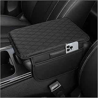 Upgraded Car Center Console Cover,Microfiber Leather Car Armrest Cover Cushion with 2 Storage Bags,Universal Car Armrest Storage Box Car Interior Accessories for Most Vehicles (Black)