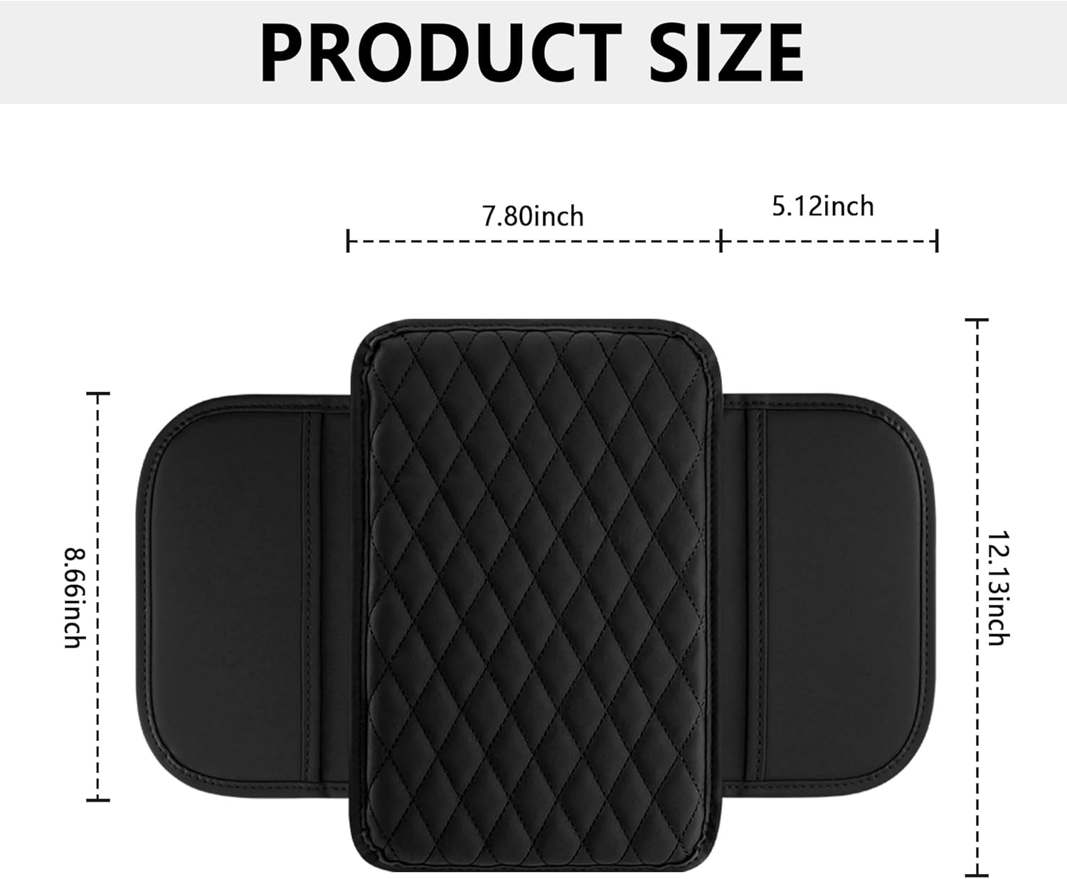 Upgraded Car Center Console Cover,Microfiber Leather Car Armrest Cover Cushion with 2 Storage Bags,Universal Car Armrest Storage Box Car Interior Accessories for Most Vehicles (Black)-1