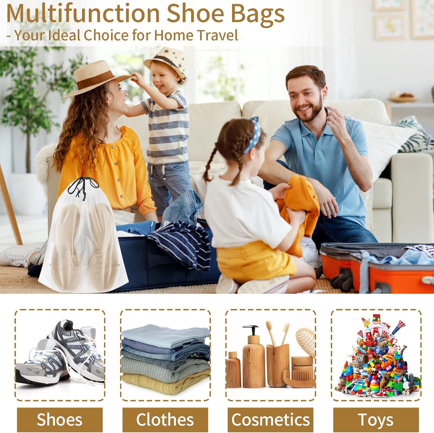 20 Pack Shoe Bags for Travel, 15.7" x 11.8" Clear Travel Shoe Bags for Packing, Large Waterproof Portable Drawstring Travel Shoe Storage Bag Travel Essentials Women for and Men-5