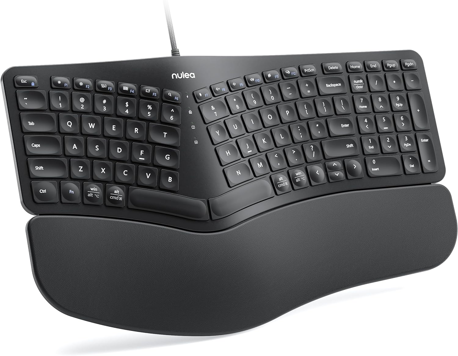 Nulea RT05C Wired Ergonomic Keyboard, Split Keyboard with Cushioned Wrist Rest, Adjustable Tilt Legs, Plug and Play, USB Corded, Compatible with Windows/Mac-0