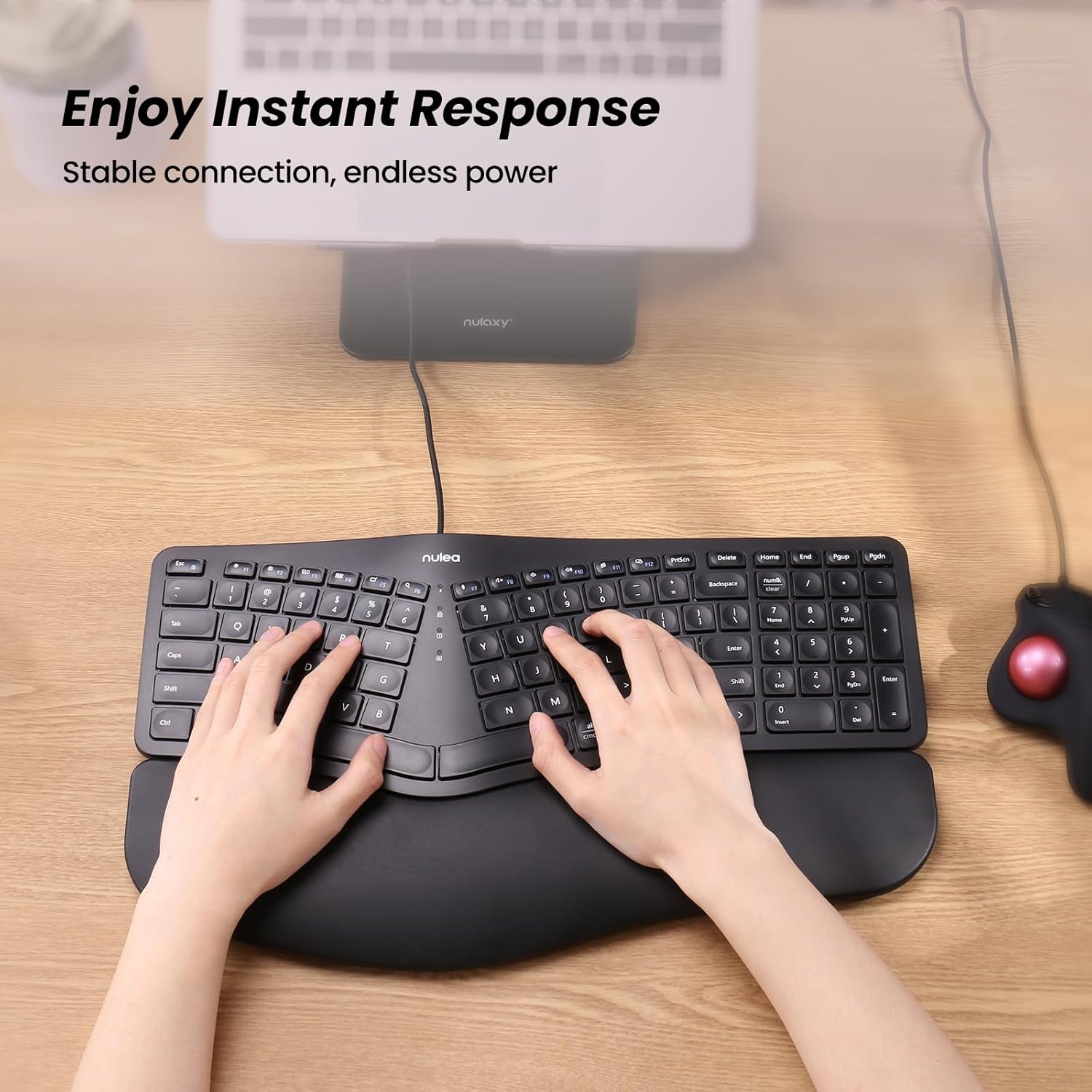 Nulea RT05C Wired Ergonomic Keyboard, Split Keyboard with Cushioned Wrist Rest, Adjustable Tilt Legs, Plug and Play, USB Corded, Compatible with Windows/Mac-5