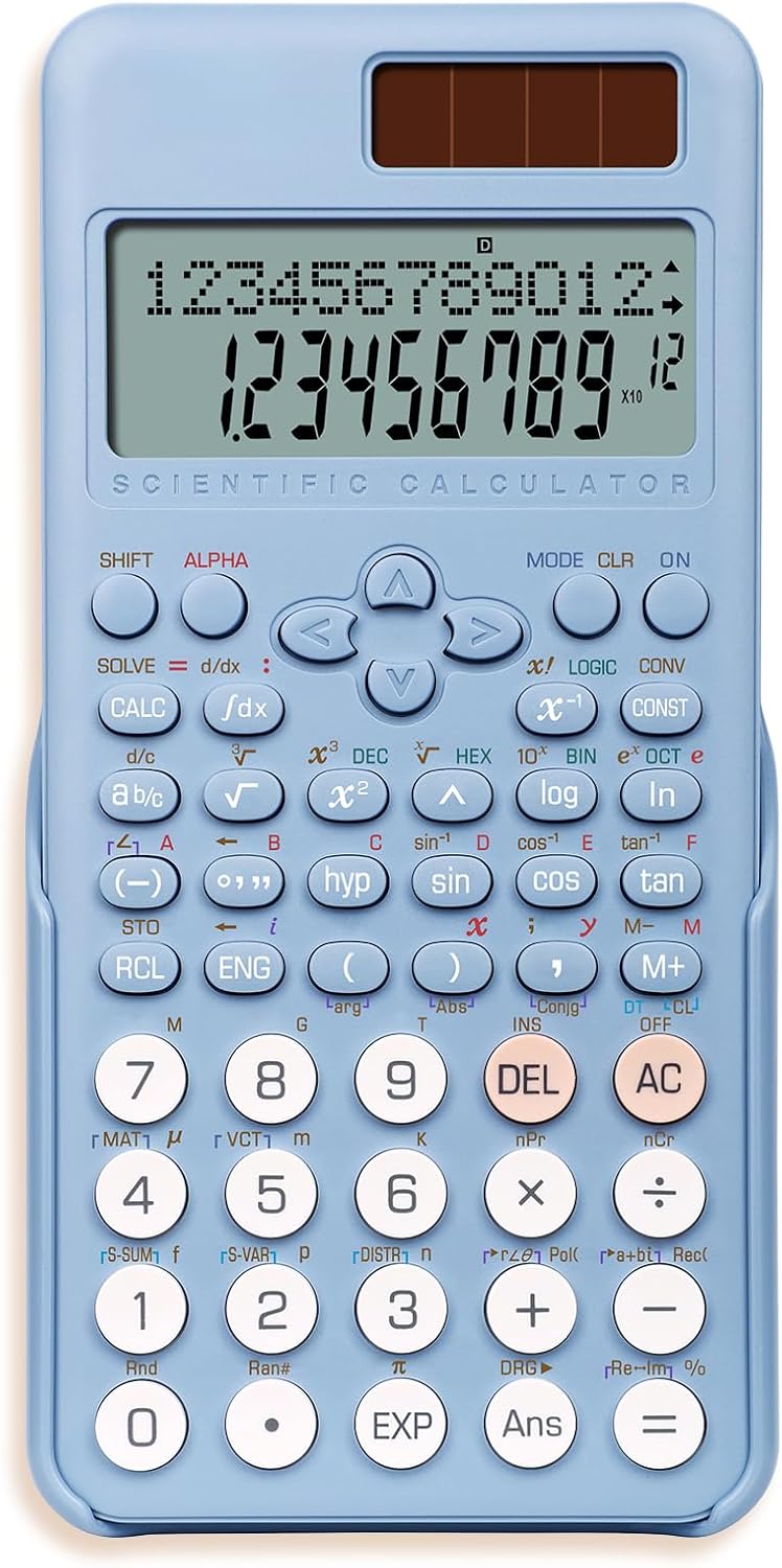 Scientific Calculator for Students, 991 MS Science Calculator with Notepad for Middle and High School Supplies Calculator with Cover (991MS-Blue)-0