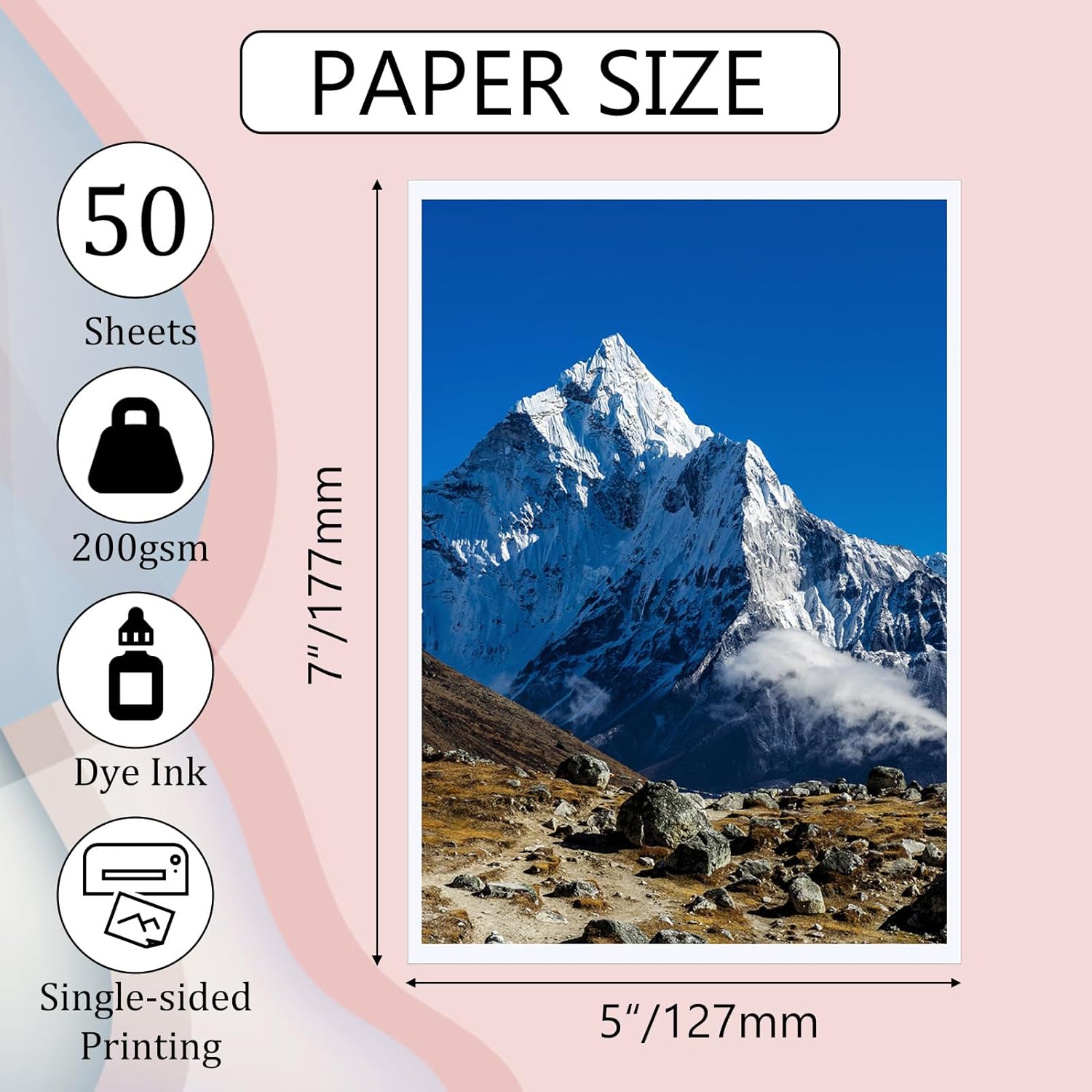 ZBEIVAN Photo Paper 5x7 inch High Glossy Paper 50 Sheets, 200 GSM Paper for Printer (5x7 50 Sheets)-1