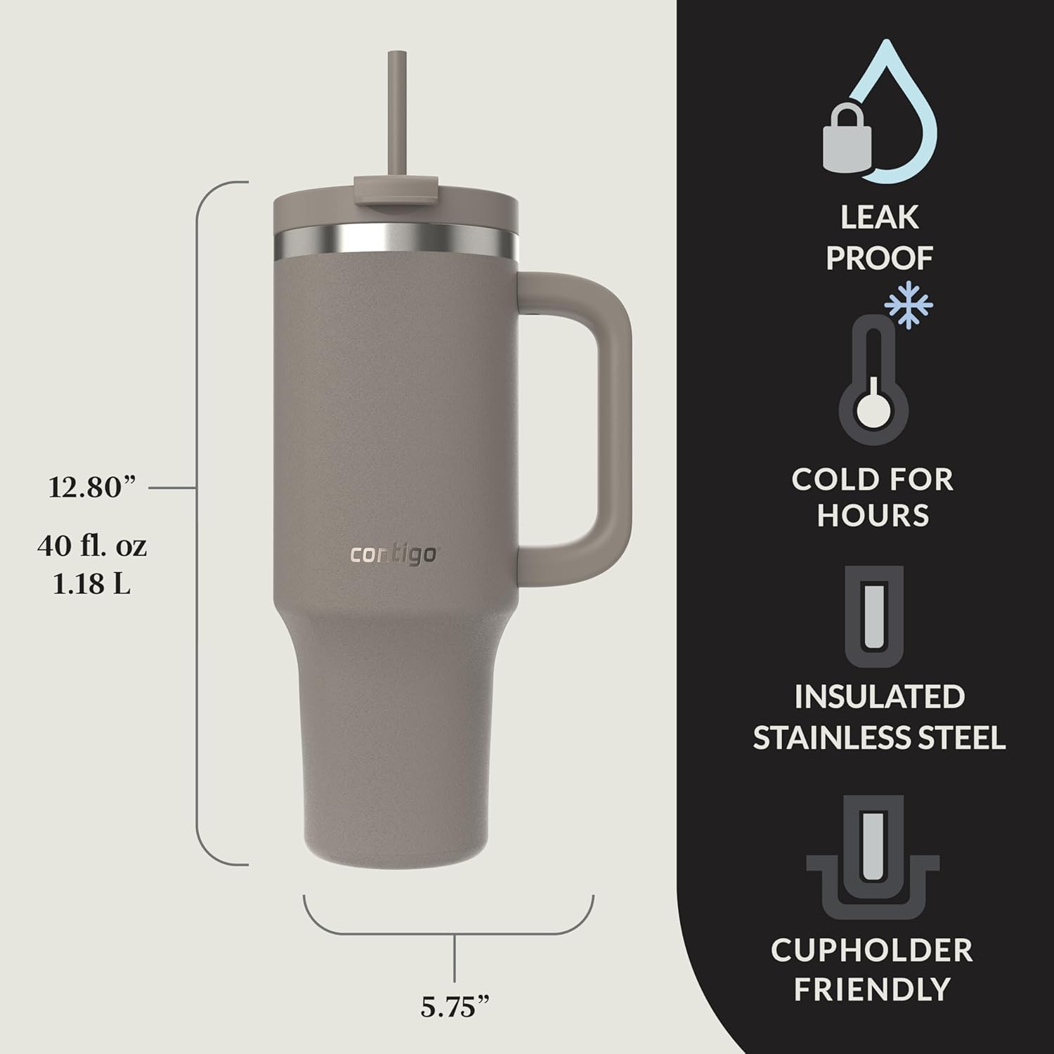 Contigo Streeterville 40oz Tumbler, Stainless Steel Vacuum Insulated, Leak-Proof, Cold for 29 Hours, Inkycap-1