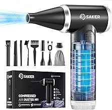 Saker Compressed Air Duster 150000RPM Electric Air Duster for Cleaning, Mini Air Blower with Brushless Motor, Rechargeable Cordless Air Duster for Computer Keyboard Car and Home N01