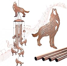 Wolf Wind Chimes for Outside,Wolf Gifts for Women/Men/Sympathy Gift/Memorial Gifts/Birthday Festival Gifts Metal windchimes Outdoors/Indoors,Patio Decor,Garden Decor,Home,Porch,Yard Decor