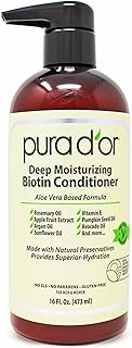 PURA D'OR Deep Moisturizing Biotin Conditioner Thickens, Softens, & Moisturizes Dry, Frizzy, Damaged Hair w/Argan Oil, Pumpkin, Rosemary, Honeysuckle, Vitamin E, Men & Women, 16oz