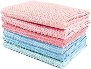 Tanmalan Cleaning Cloth,6 Pack Cleaning Rag,Cleaning Towels 10" X 10"(3 Blue+3 Pink)