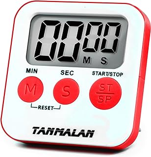 Tanmalan Kitchen Timer for Cooking Loud Alarm, Large Display, Auto Memory Loud Alarm, Large Display,Big Button，for Kids for Teacher Classroom Must Haves,Count Down-up,Easy to use (6.0-red)