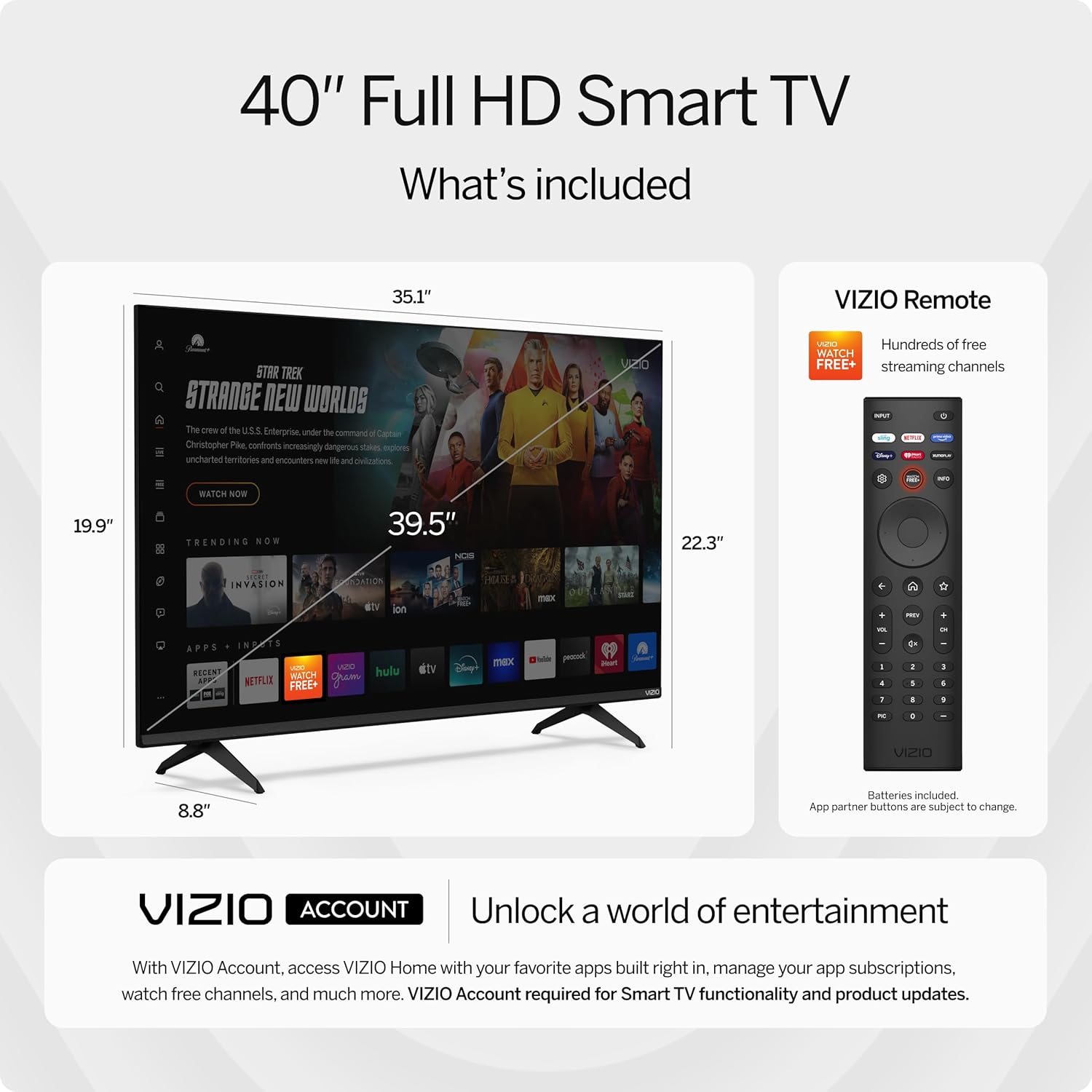 VIZIO 40-inch Full HD 1080p Smart TV with DTS Virtual: X, Alexa Compatibility, Google Cast Built-in, Bluetooth Headphone Capable, (VFD40M-08 New)-2