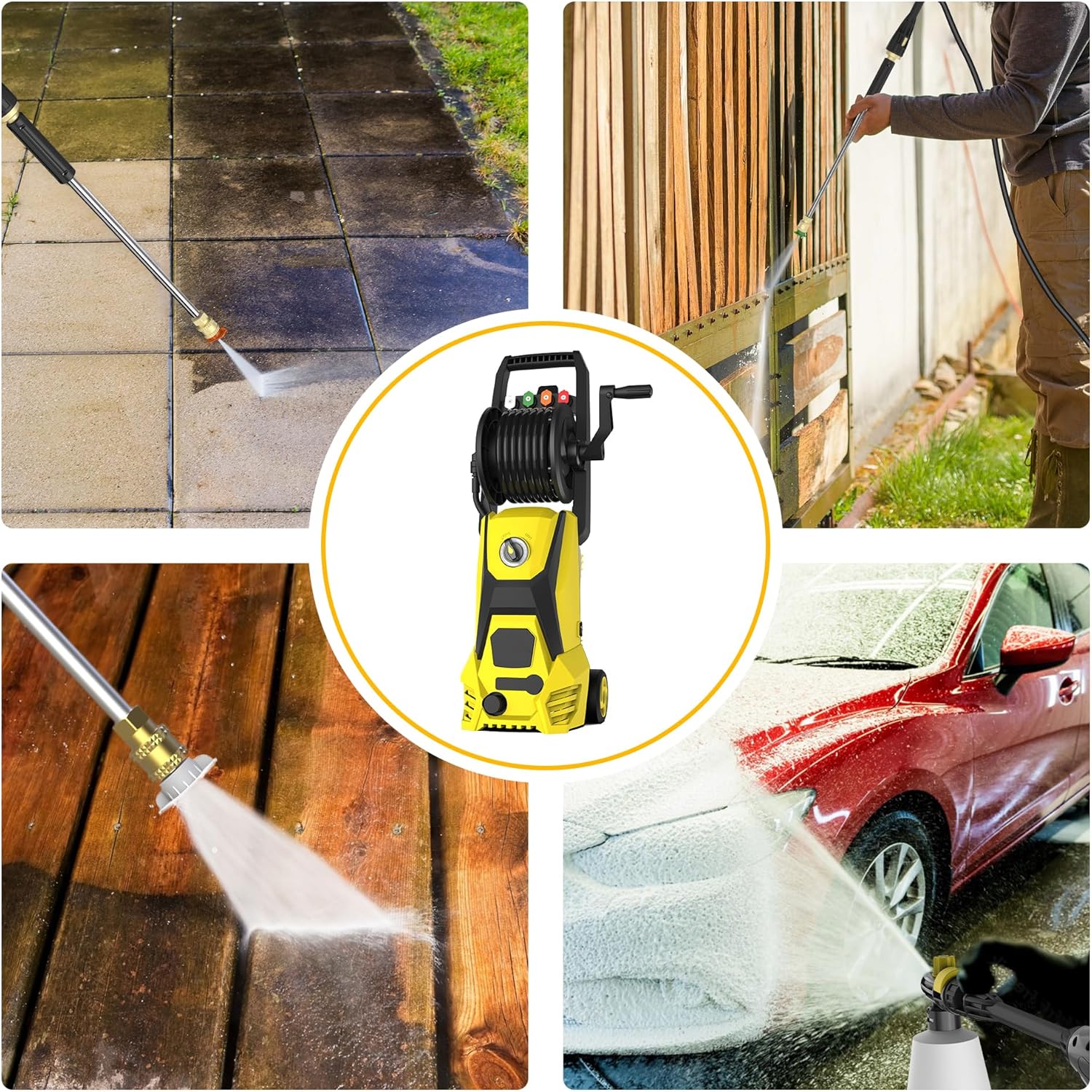 Electric Pressure Washer - 4500PSI 3.2GPM 20FT Hose 35FT Power Cord 4 Different Tips Power Washer Powerd for Patios-6