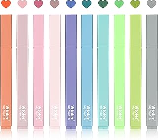 Vitoler 10Pcs Bible Highlighters with Soft Chisel Tip, Aesthetic Lake Colors No Bleed Bible Highlighters Cute Pastel Highlighters for Office School Supplies