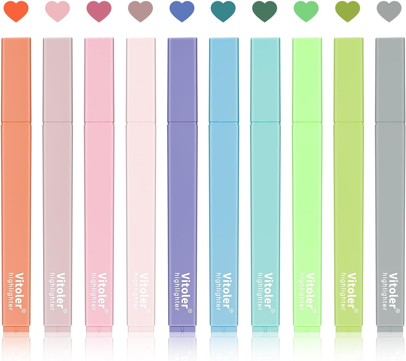 Vitoler 10Pcs Bible Highlighters with Soft Chisel Tip, Aesthetic Lake Colors No Bleed Bible Highlighters Cute Pastel Highlighters for Office School Supplies-0