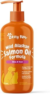 Wild Alaskan Salmon Oil Formula for Dogs & Cats - Omega 3 Skin & Coat Support - Liquid Food Supplement for Pets - Natural EPA + DHA Fatty Acids for Joint Function, Immune & Heart Health 16oz