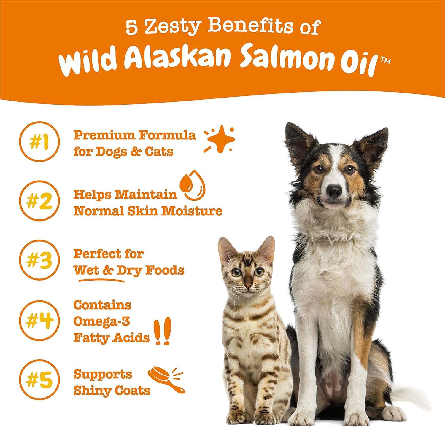 Wild Alaskan Salmon Oil Formula for Dogs & Cats - Omega 3 Skin & Coat Support - Liquid Food Supplement for Pets - Natural EPA + DHA Fatty Acids for Joint Function, Immune & Heart Health 16oz-0