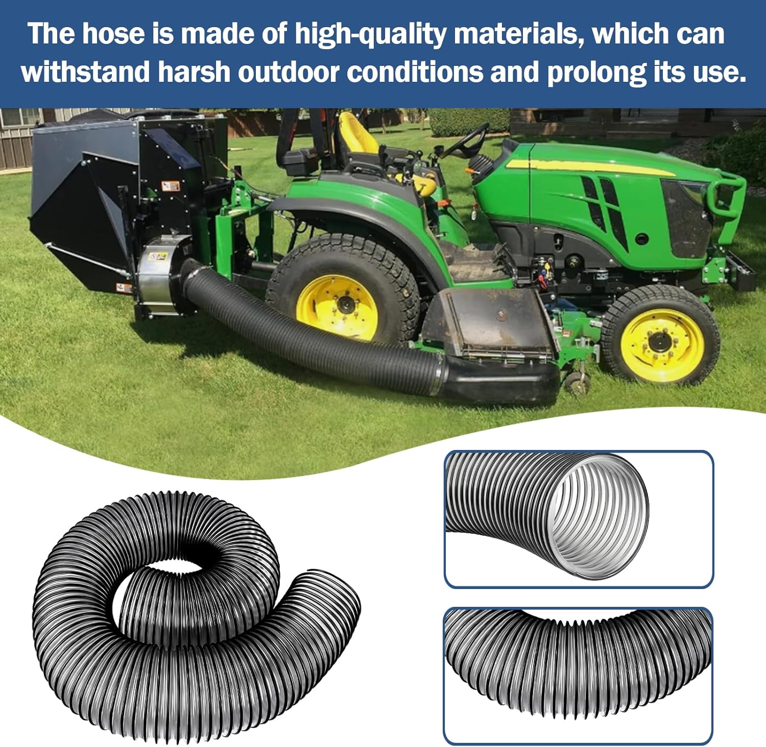 6 inch Leaf Vacuum Hose 69860 for Agri-Fab Lawn Vacuum Parts 41882 Replace Agri Fab Mow-N-Vacs & Chip-N-Vacs Riding Mower Flex Hose 45-0577, 45-0578,45-056 | 84" inches Long by 6" Wide-3