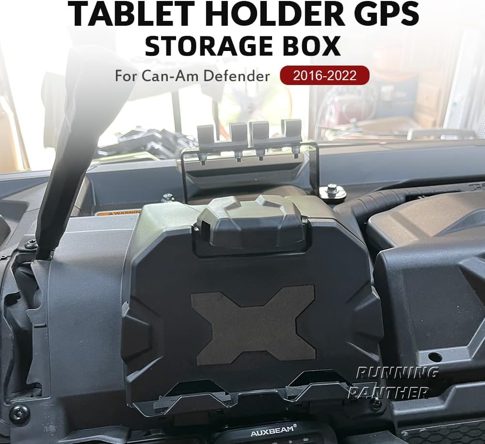 Electronic Device Holder for Can-Am Defender, Phone Holder GPS Ipad Tablet Mount with Storage Box Organizer Tray for Can-Am Defender HD5 HD7 HD8 HD9 HD10 Max 2016-2023 Accessories-1