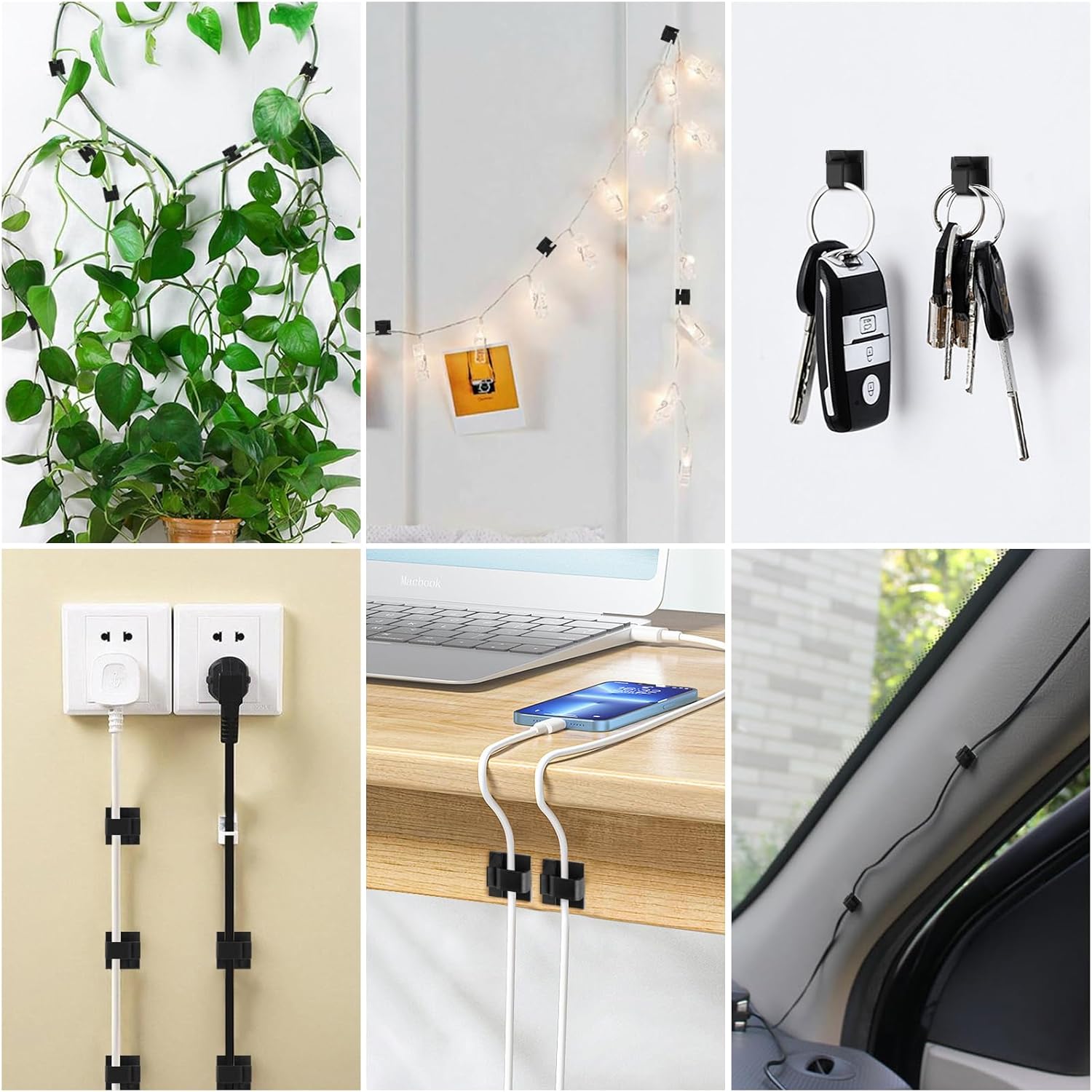 Romeda 100 Pieces Adhesive Cable Clips, Upgrade Wall Clamp Cord Clips Wire Clips for Cords, Charging Cable Management, Clips Wire Holder Wire Management for Ethernet Cables, Under The Table, Cars-6