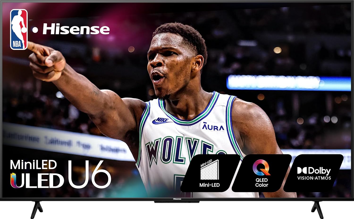 Hisense U6 Series 55U6N 55 Inches ULED 4K UHD Smart TV | Mini-LED | QLED | HDR 10+, Full Array Local Dimming | Motion Rate 240-0